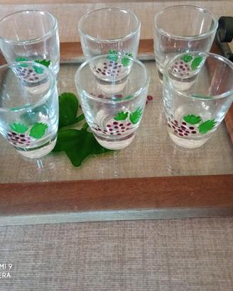 Set vintage 6 bicchierini liquore con vassoio 