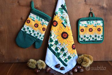 2 comp. di 3 pezzi Guanti forno/presina/tov