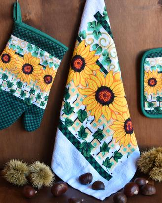 2 comp. di 3 pezzi Guanti forno/presina/tov