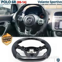 VOLANTE Sportivo per VW POLO 6R Carbonio e Pelle