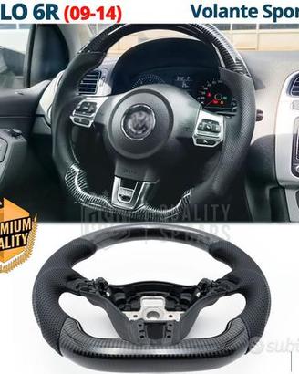 VOLANTE Sportivo per VW POLO 6R Carbonio e Pelle