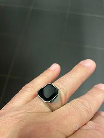 Anello Nuovo uomo acciaio inox pietra nera