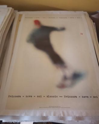 manifesto poster pubblicitario Svizzera neve sci