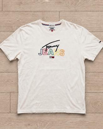 Tommy Jeans | T-shirt bianca con logo ricamato | M