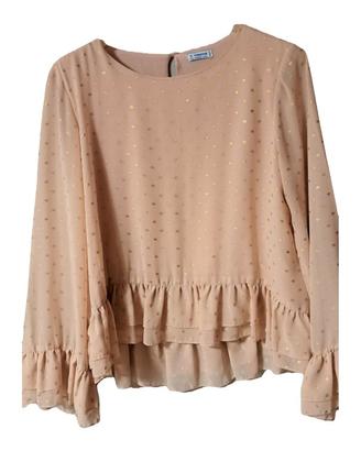 blusa con fantasia maniche lunghe con balze 