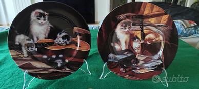 Coppia piatti GATTI porcell. ingl. KITTENS cm.26