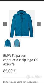 BMW FELPA CON CAPPUCCIO E ZIP LOGO GS AZZURRA