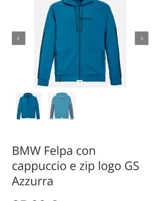 BMW FELPA CON CAPPUCCIO E ZIP LOGO GS AZZURRA