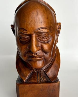 Scultura in legno Papa Giovanni XXIII – busto arti