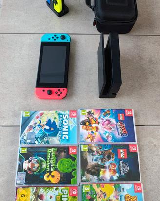 nintendo switch 1 con giochi e accessori 