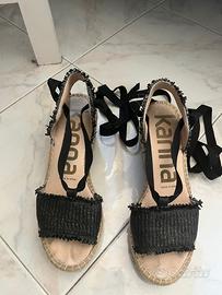 Espadrillas Kanna con zeppa nere 37  Lacci schiava