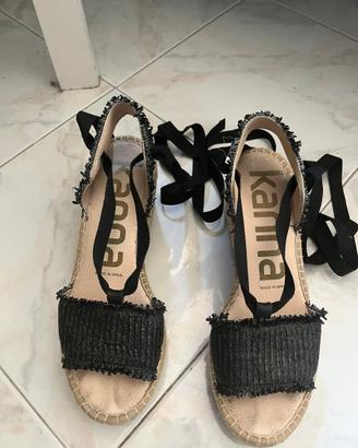 Espadrillas Kanna con zeppa nere 37  Lacci schiava