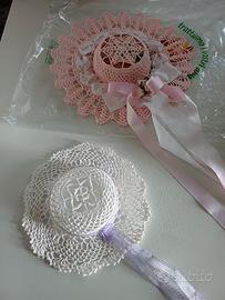 2 fiocchi della nascita, Rosa e bianco/lilla