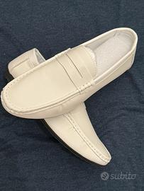 Mocassino bianco classico uomo 41 nuovo ecopelle