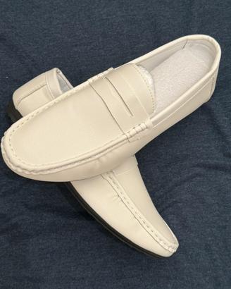 Mocassino bianco classico uomo 41 nuovo ecopelle