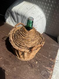 Damigiane in vetro e legno intrecciato 3 pezzi