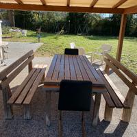 Tavolo due panche di legno massello spessore alto