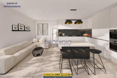 Piano terra abitativo con 3 ingressi su 2 livelli