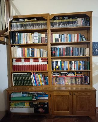 Libreria artigianale in legno massello, frassino