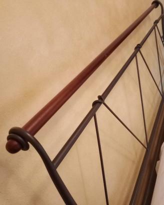 Base letto matrimoniale ferro battuto e legno