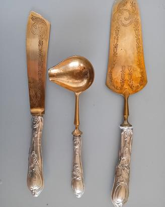 Posate d'epoca in argento e ottone