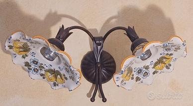 Applique 2 lampadine ceramica di Caltagirone