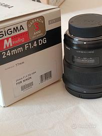 obiettivo Sigma Art 24 mm f 1,4 DG attacco Nikon, 
