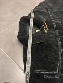 Giacca da pompiere in pelle scamosciata nera