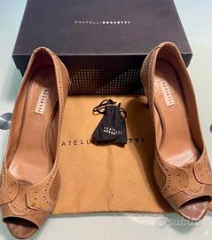 Décolleté pelle marrone Fratelli Rossetti