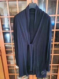 Cardigan donna lungh. 95 cm. nero.pura lana