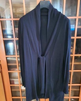 Cardigan donna lungh. 95 cm. nero.pura lana