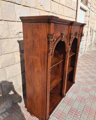 Libreria in legno Massello con archi classica noce