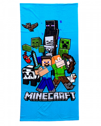 TELO MARE MINECRAFT PER BAMBINI IN MICROFIBRA