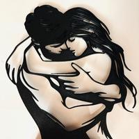 Coppia che si Abbraccia – Scultura 3D in PLA Nero