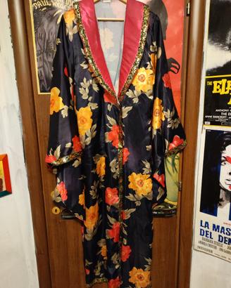 Kimono in Seta Sintetica a Fantasia Floreale