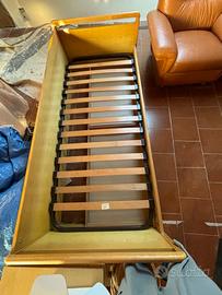 Letto Singolo a Divano in Legno con Rete a Doghe e