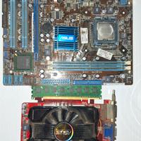 scheda madre +2x2gb ram,cpu, e scheda video asus