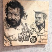 Ritratto Bud Spencer e Terence Hill dipinto a mano