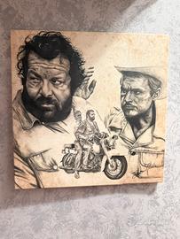 Ritratto Bud Spencer e Terence Hill dipinto a mano