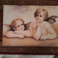 Stampa Artigianale anni 70 Angioletti Cartone Tela