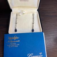 Orecchini pendenti oro con brillanti e zaffiri