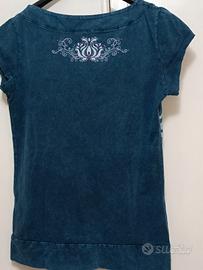 t-shirt Dolce e Gabbana, blu, cotone  XL piccola 