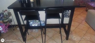 tavolo alto bar ikea + 2sedie alte pieghevoli