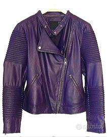 Giacca da biker in vera pelle. VIOLA tg.46