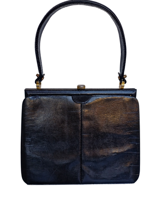 Borsa a mano in pelle di lucertola vintage anni 60