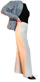 Pantaloni classici eleganti color crema donna