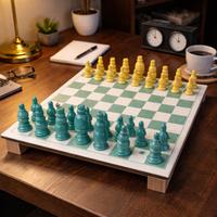 Scacchiera vintage in ceramica smaltata bicolore