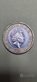 Moneta Rara One Pound sterlina Regina Elisabetta