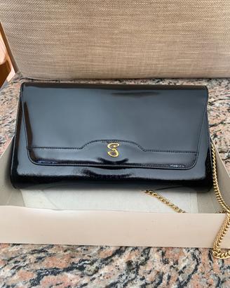 borsa vintage pelle vernice nera