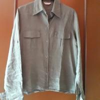 camicia in lino verde militare 